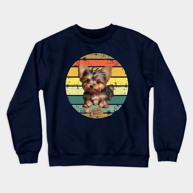 Yorkie Mom Retro Design Cute Yorkshire Terrier Crewneck Sweatshirt by tamdevo1